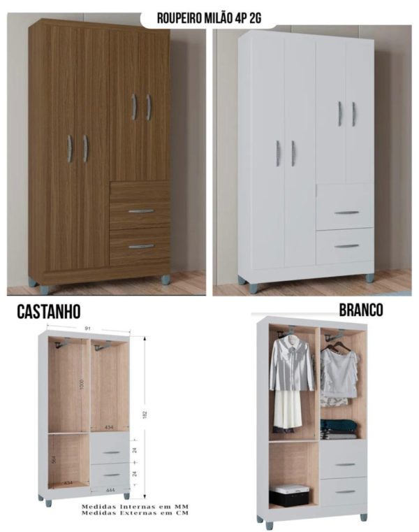 Roupeiro Milão 1.82m x 0,91m - Imagem 2